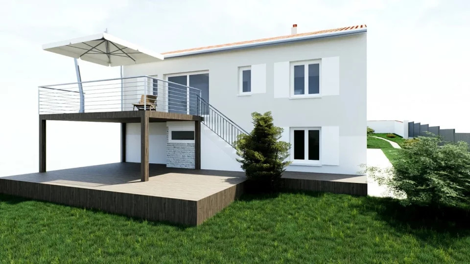 terrasse surélevée, extension maison, déclaration préalable de travaux
