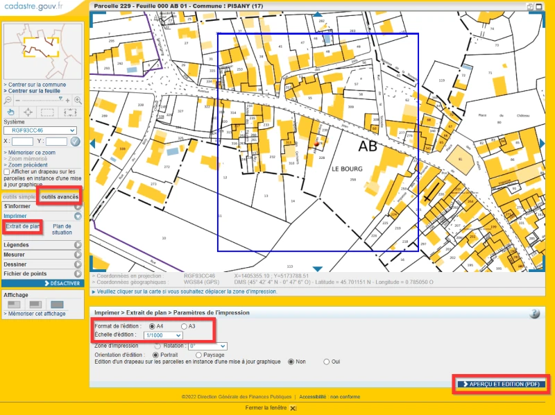 Cadastre - exporter en PDF